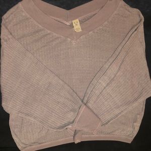 free people lavender lightweight waffle knit top